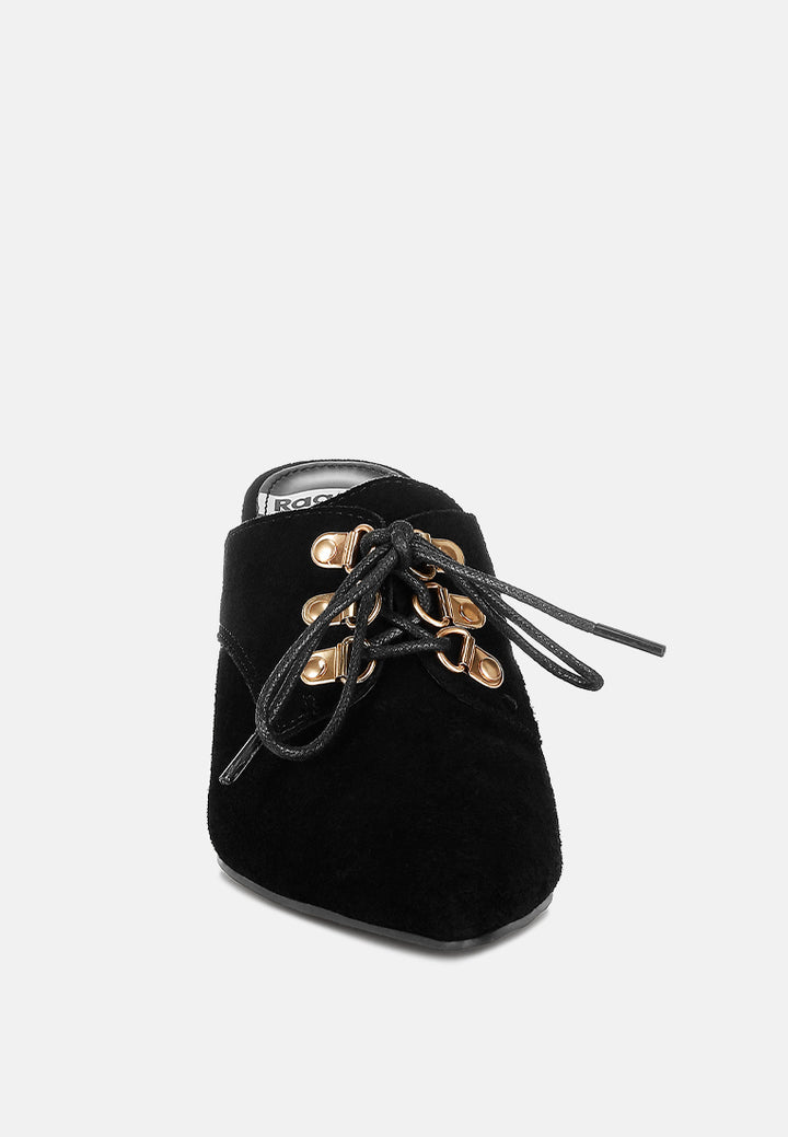 genuine suede leather stiletto mules by rag#color_black