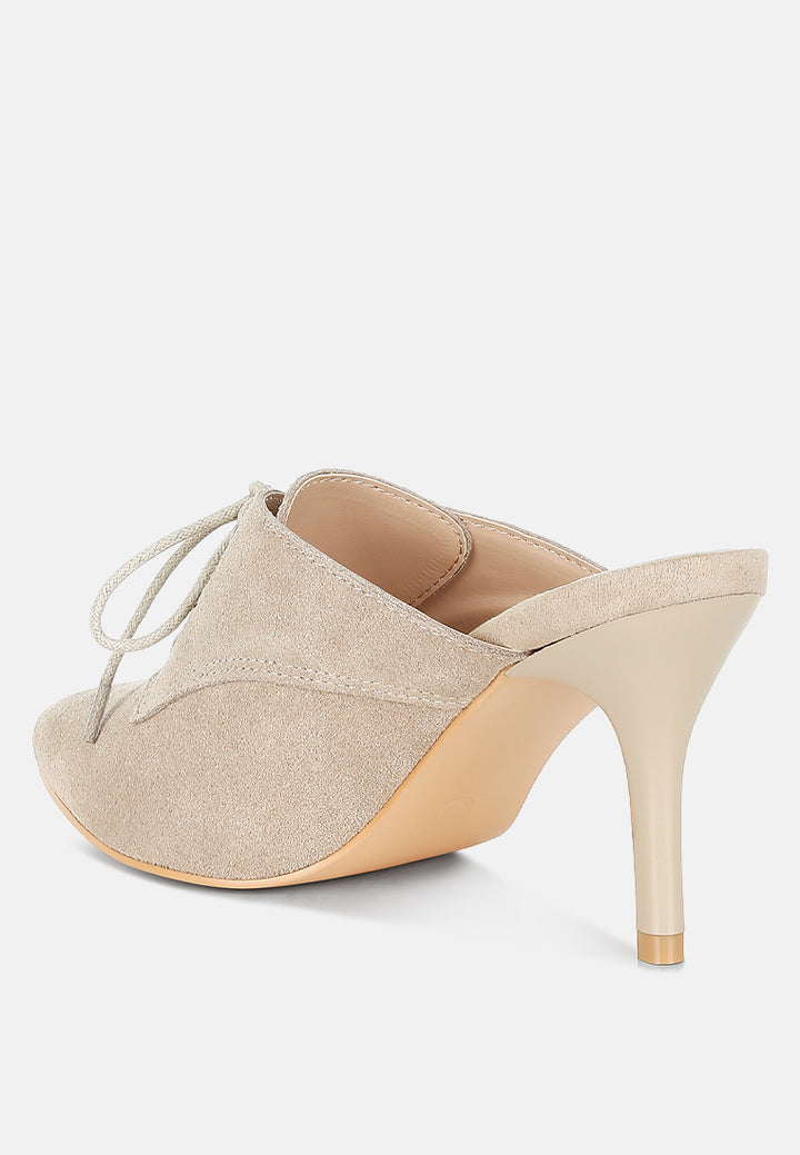 genuine suede leather stiletto mules by rag#color_beige