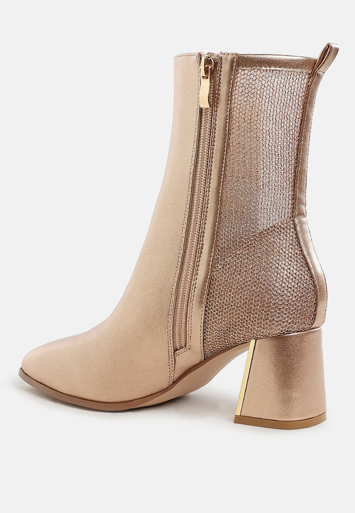 mimosa mesh detail pointy ankle boots#color_gold