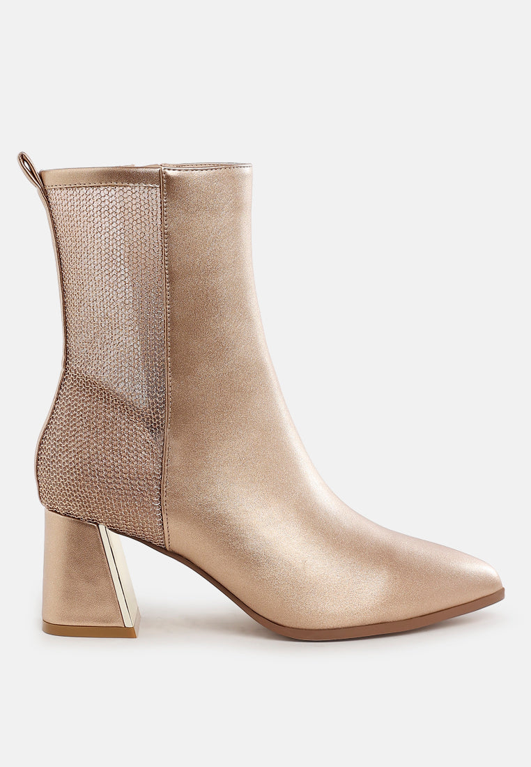 mimosa mesh detail pointy ankle boots#color_gold