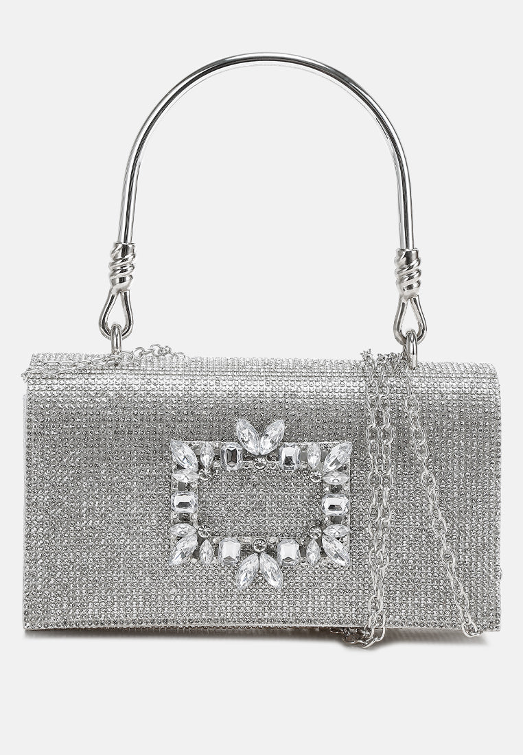 mini top handle rhinestone bag by ruw#color_silver