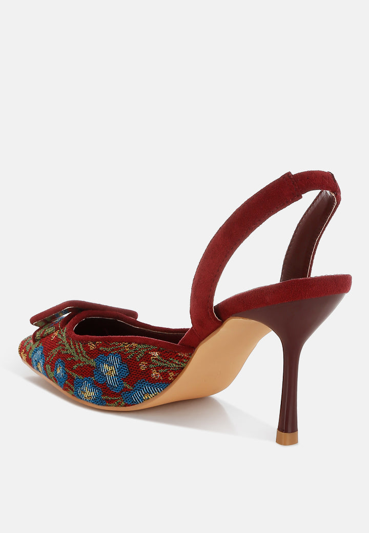 embroidered buckle detail stiletto heels by mode#color_burgundy