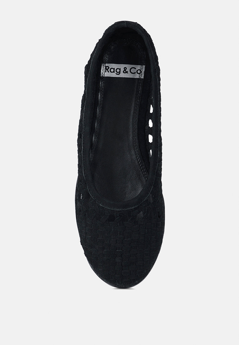 Miyako zapatos planos de cuero de gamuza suave hechos a mano #color_negro