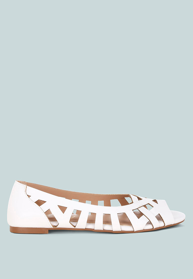 moira woven peep toe flats#color_white