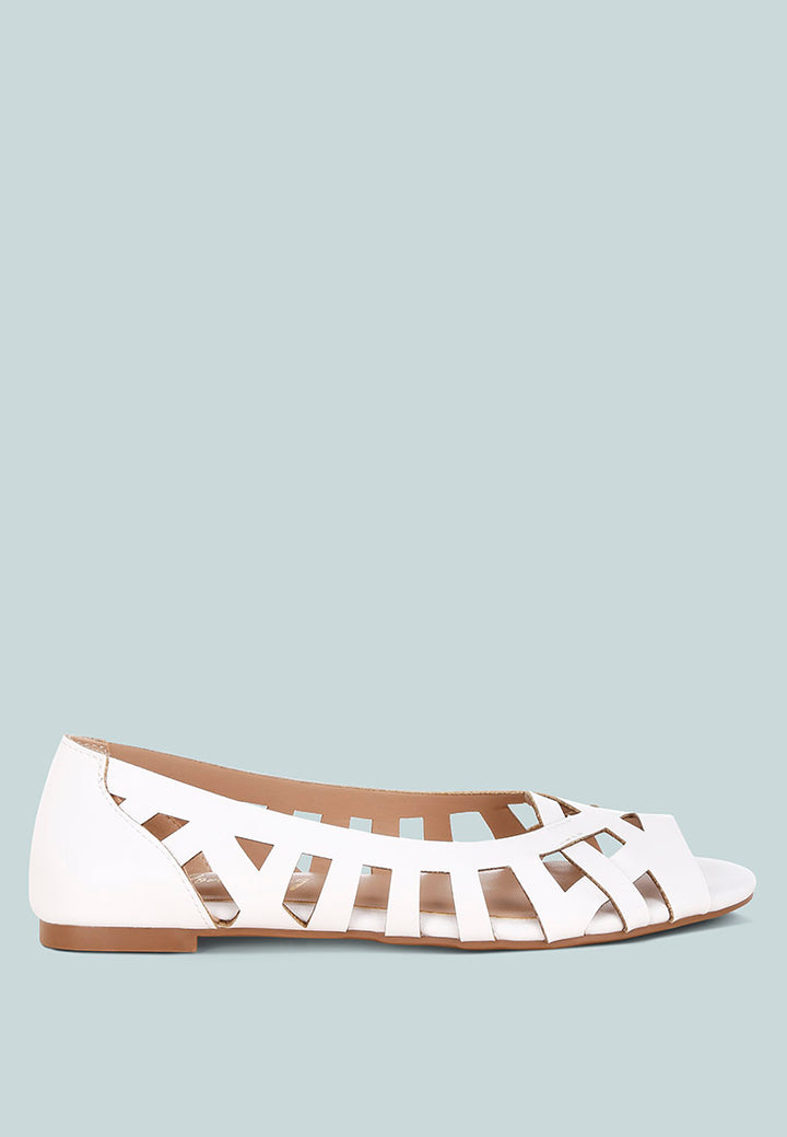 moira woven peep toe flats#color_white