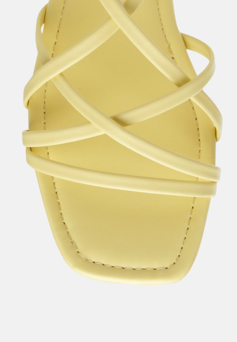molly cuddles cross strap detail flat sandals#color_yellow