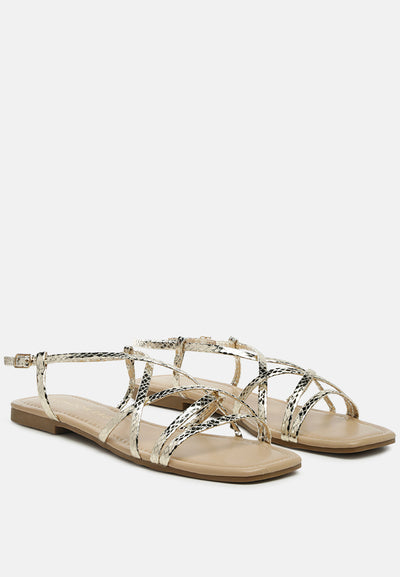 molly cuddles cross strap detail flat sandals#color_gold