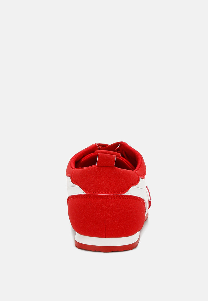 faux leather lace-up sneakers by ruw#color_red