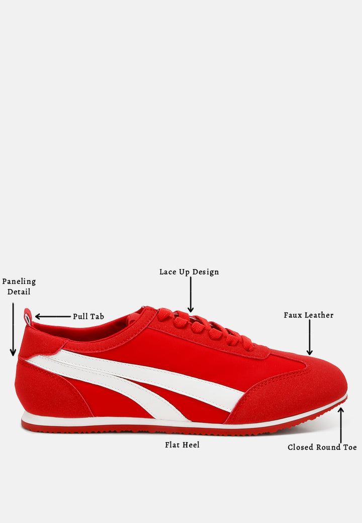 faux leather lace-up sneakers by ruw#color_red