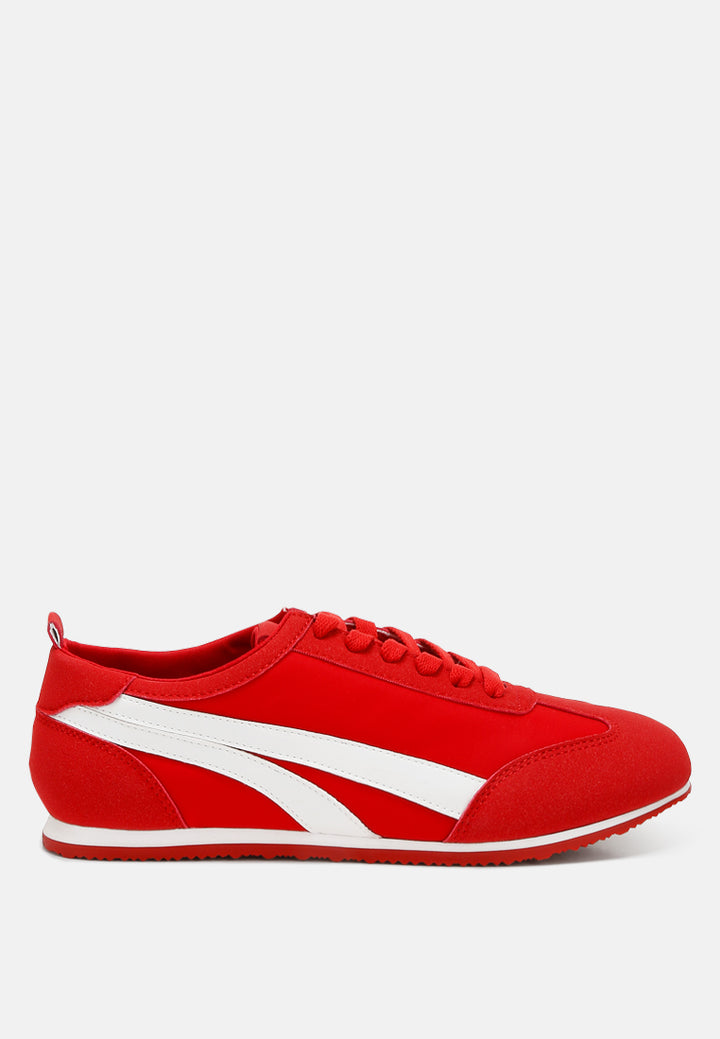 montek faux leather lace-up sneakers#color_red