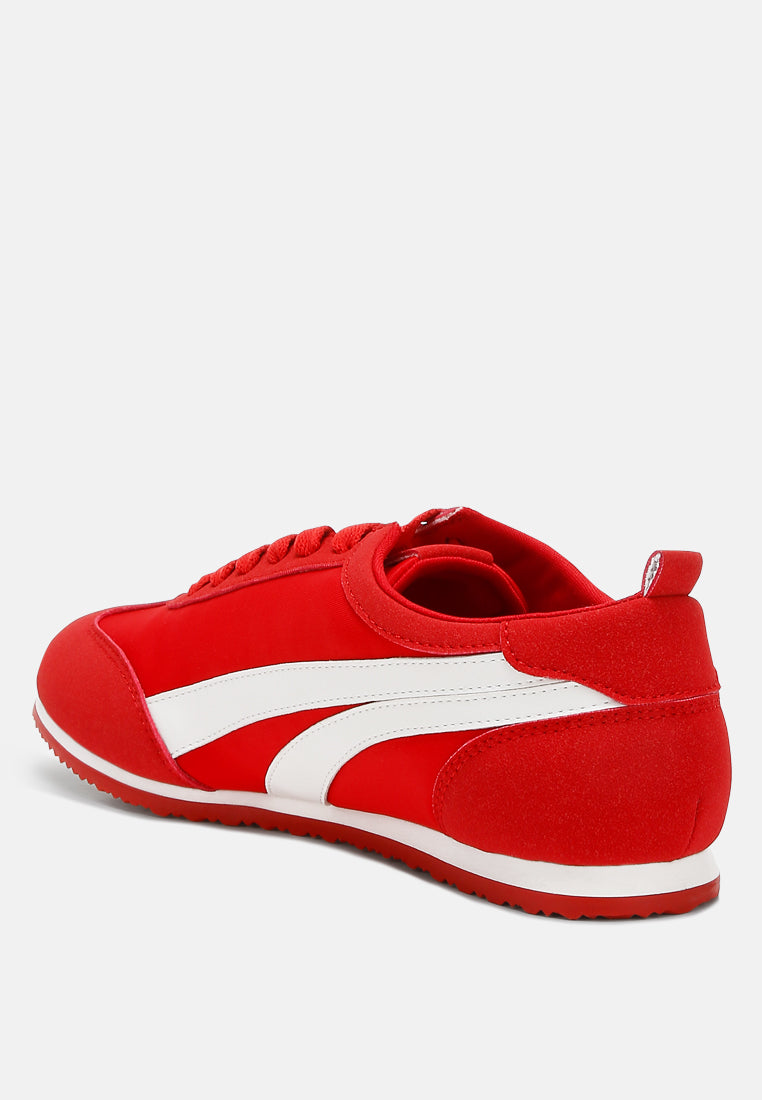 montek faux leather lace-up sneakers#color_red