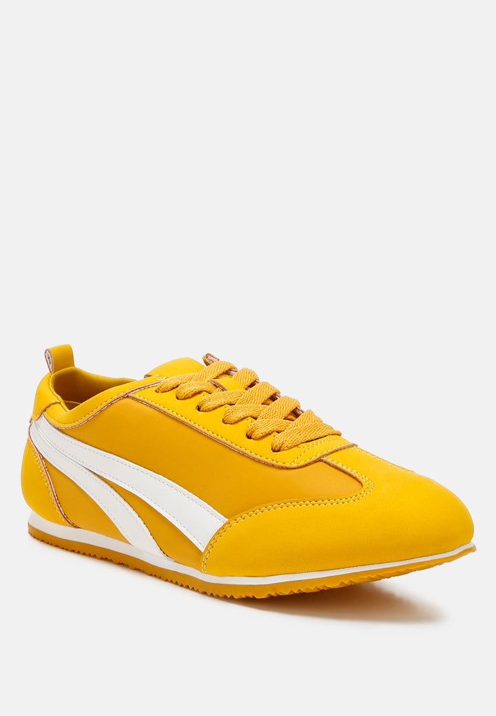 montek faux leather lace-up sneakers#color_yellow