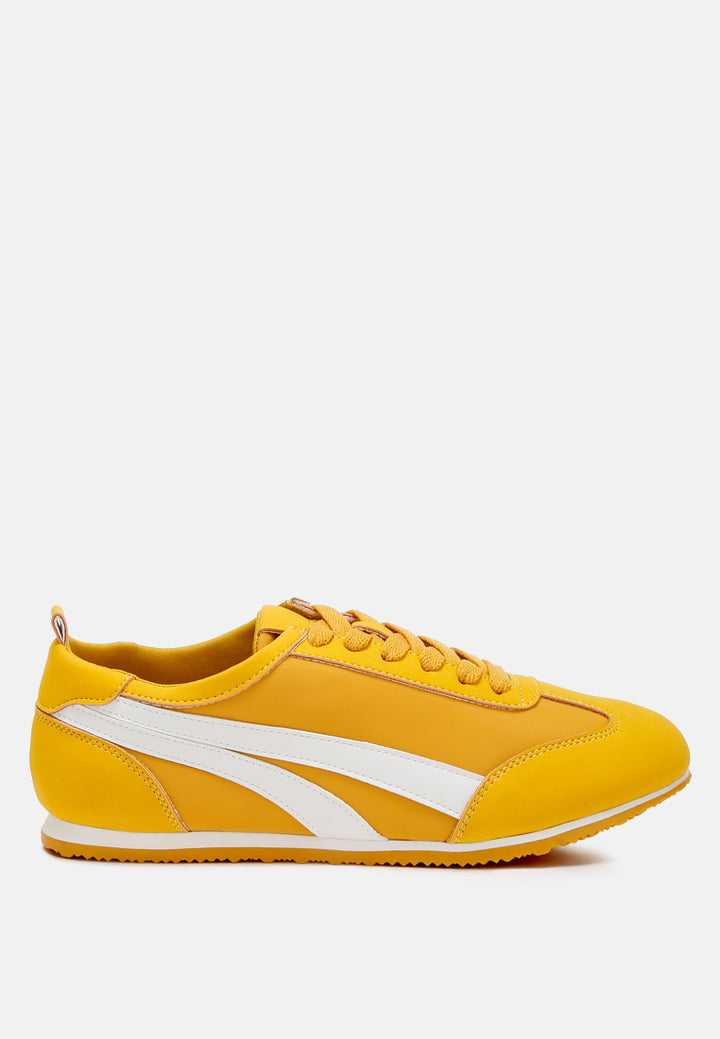 montek faux leather lace-up sneakers#color_yellow