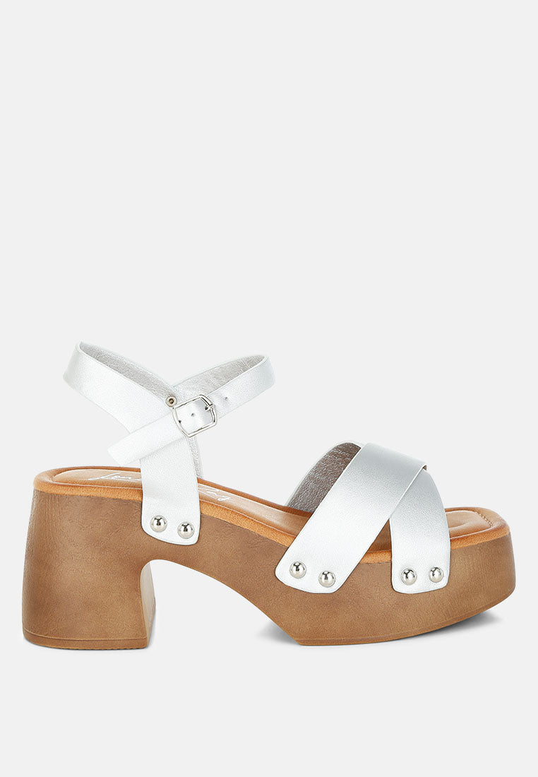 morasa metallic pleather clog sandals#color_silver