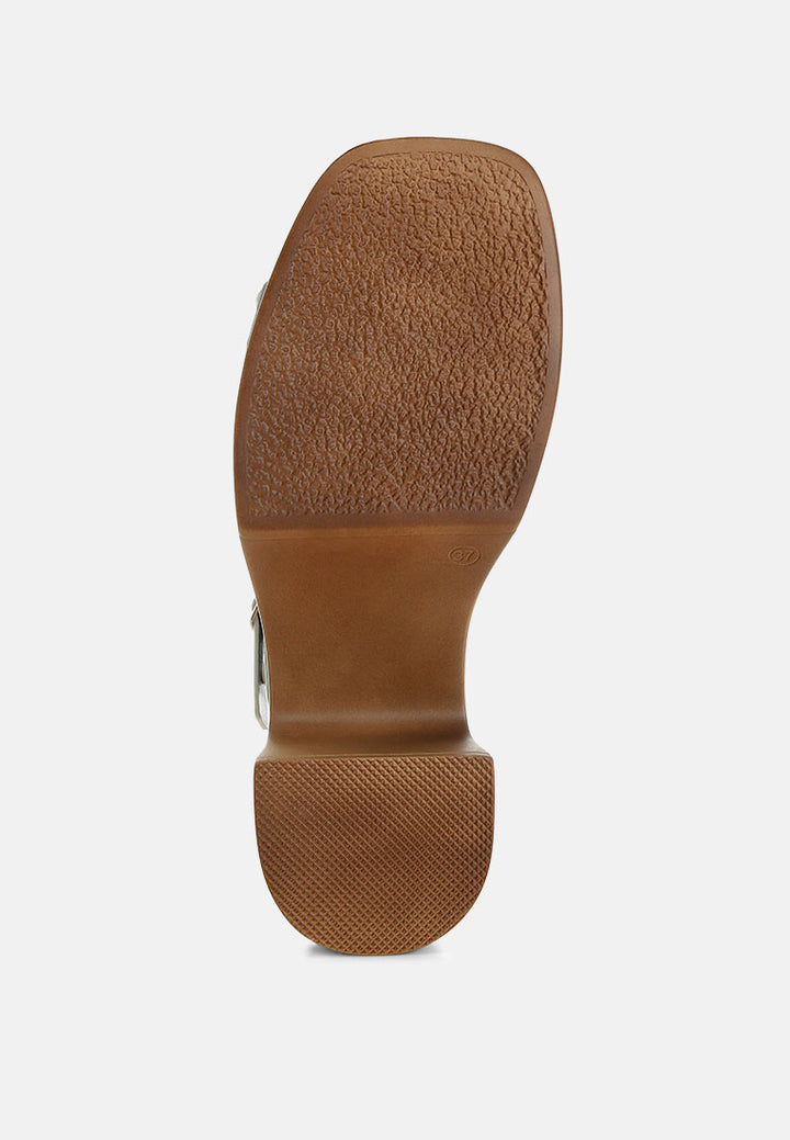 morasa metallic pleather clog sandals by mode#silver