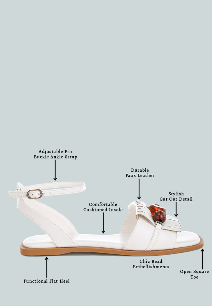 beaded flat sandals by ft#color_white
