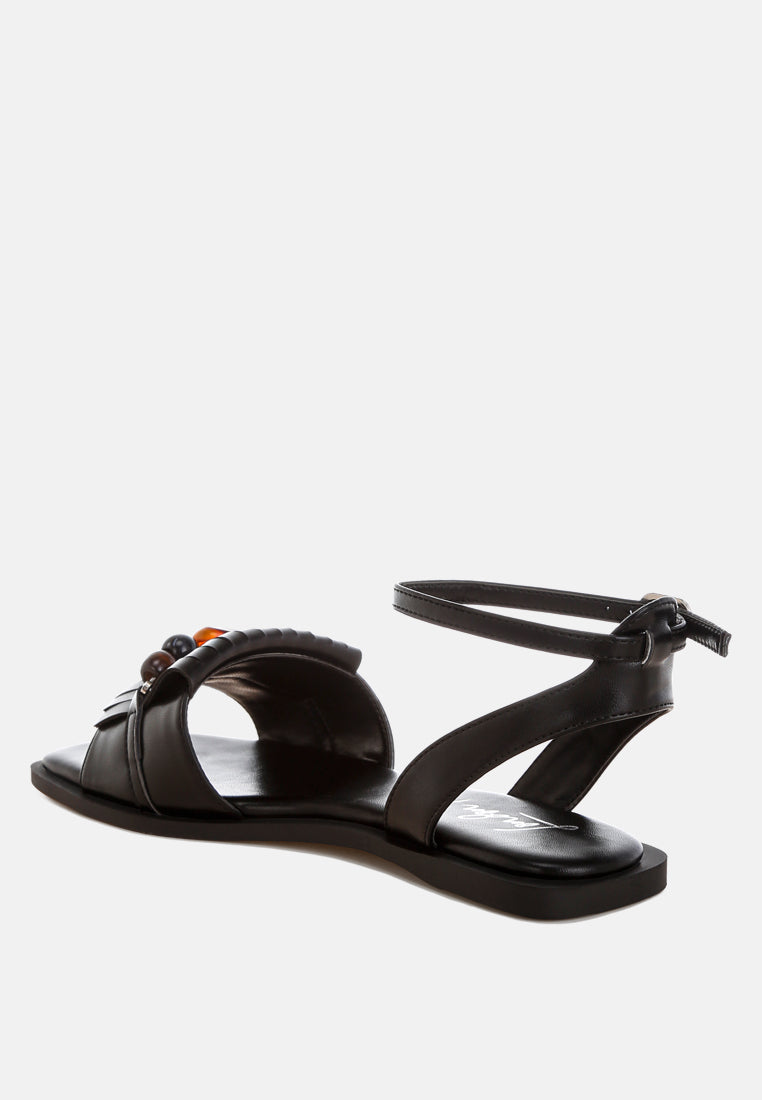 beaded flat sandals by ft#color_black