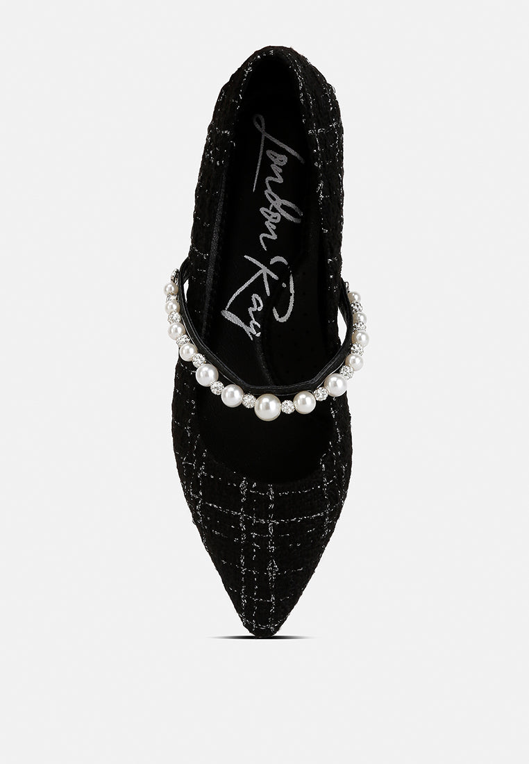 mowie tweed mary jane ballet flats#color_black