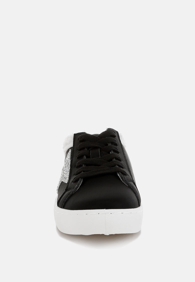 fur collar slip on sneakers by RUW#colour_black