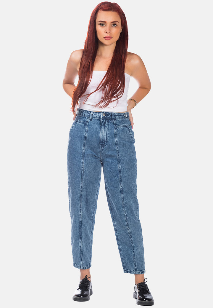multi panel washed mom jeans#color_mid-blue