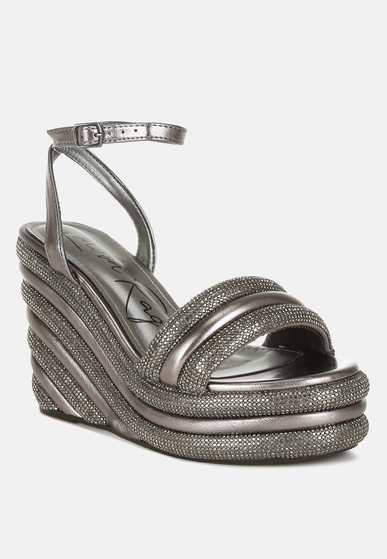 rhinestone studded wedge sandals by rag#color_pewter