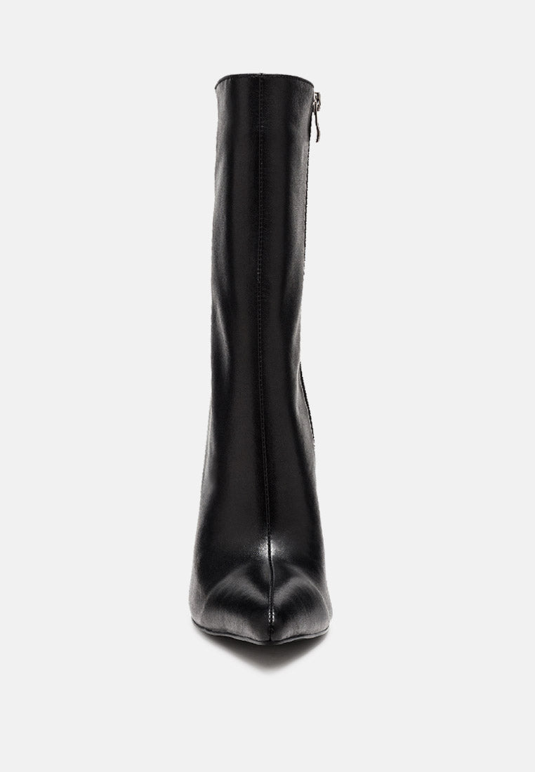 Bota stiletto de cuero por encima del tobillo#color_negro
