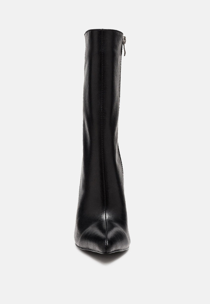 Bota stiletto de cuero por encima del tobillo#color_negro