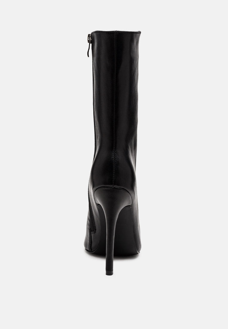 Bota stiletto de cuero por encima del tobillo#color_negro
