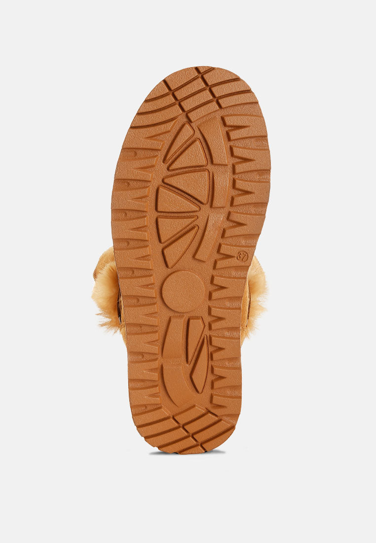 noaya chunky faux fur snow boots#color_tan