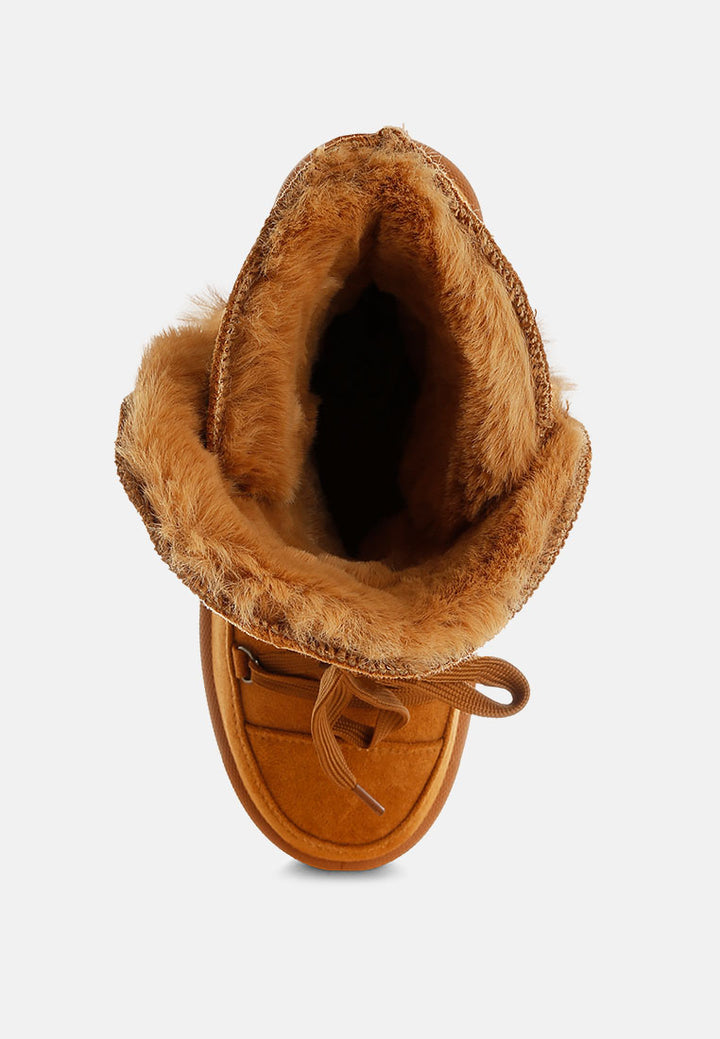 noaya chunky faux fur snow boots#color_tan