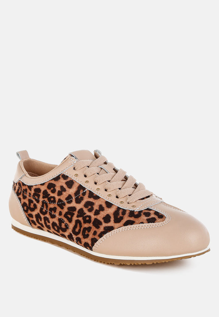 Zapatillas de cuero real con estampado de leopardo narati#color_leopard
