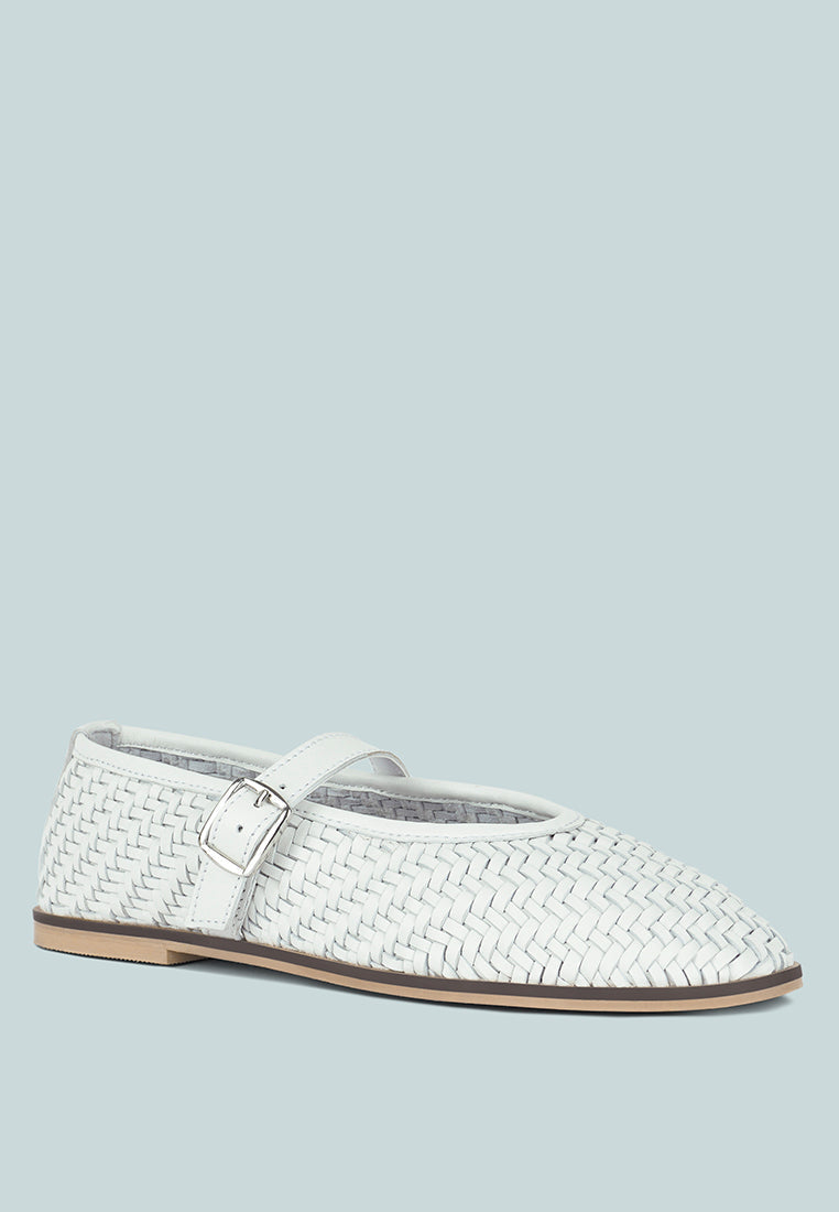 Nazuka zapatos planos de cuero de gamuza real hechos a mano #color_blanco