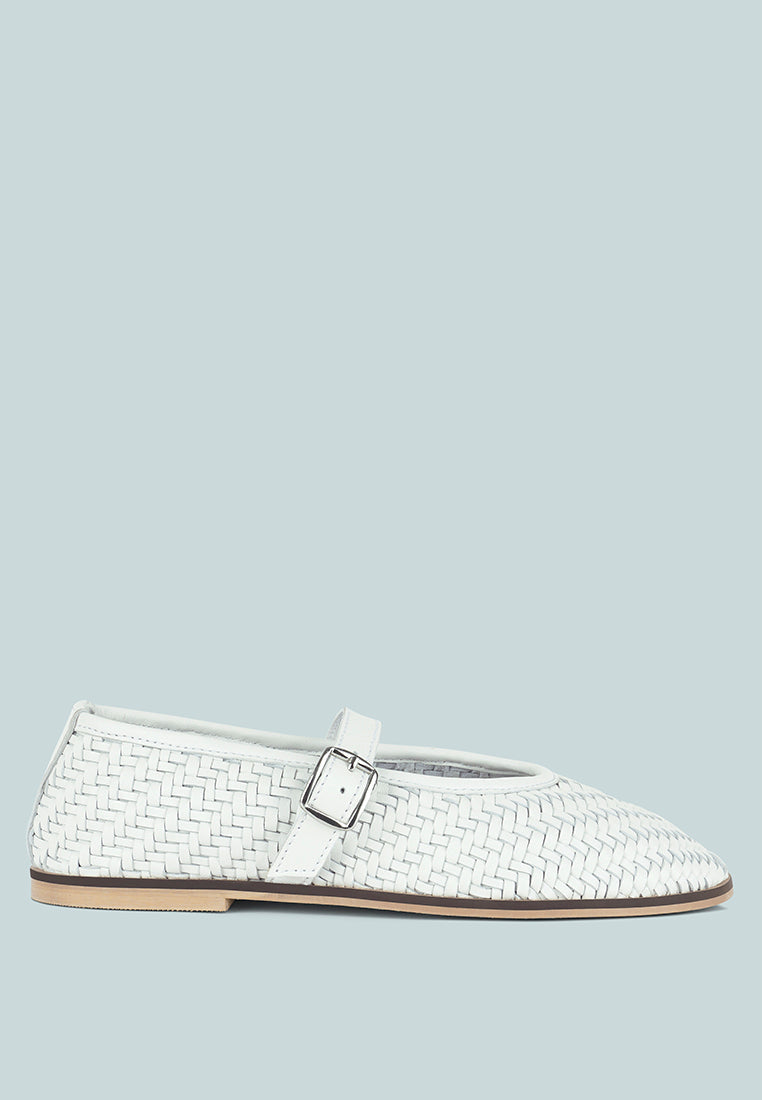 Nazuka zapatos planos de cuero de gamuza real hechos a mano #color_blanco