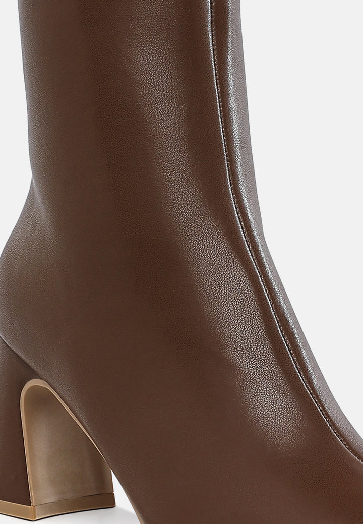 faux leather square toe ankle boots by ruw#color_brown