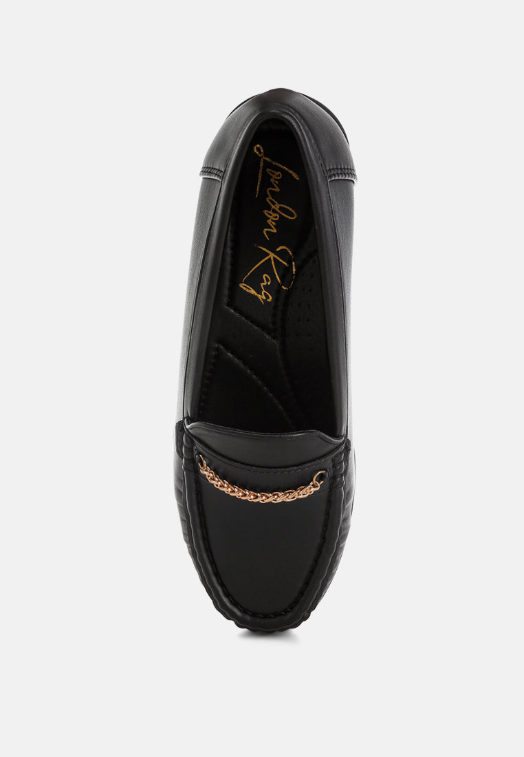 nemunk metallic chain detail loafers#color_black