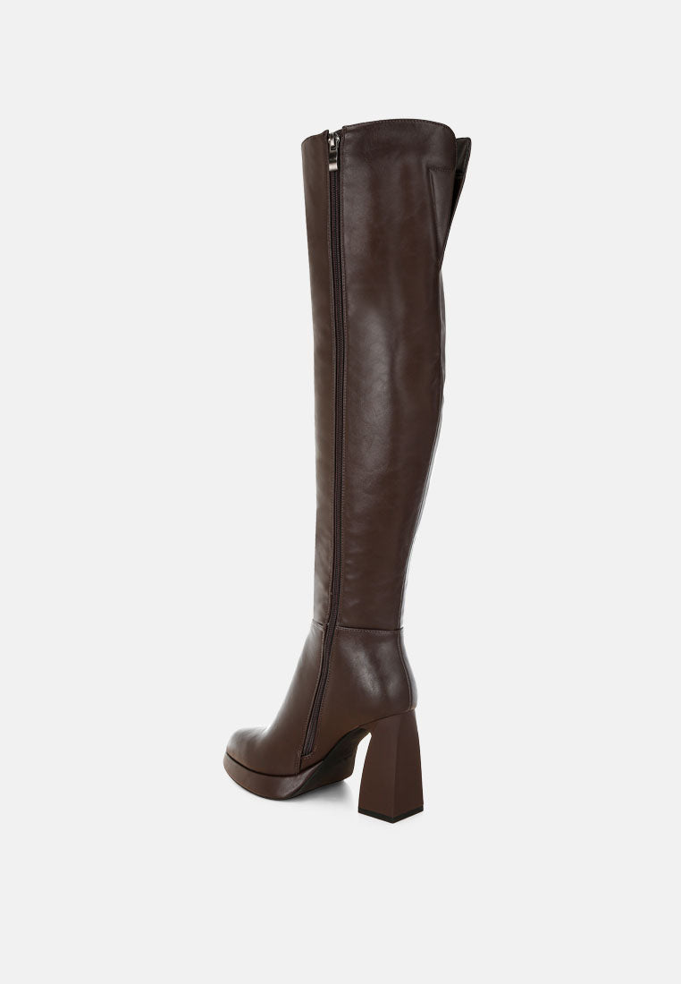 nenana faux leather knee-high boots#color_brown