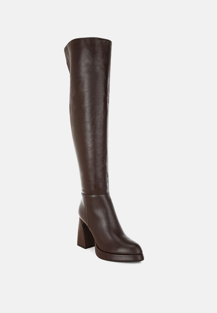 nenana faux leather knee-high boots#color_brown