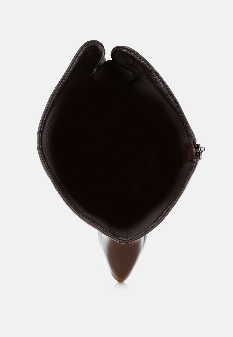 nenana faux leather knee-high boots#color_brown