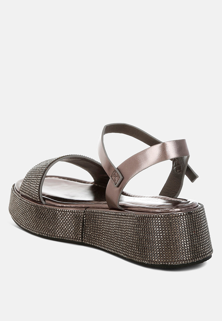 rhinestone embellished flatform sandals by ruw#color_pewter