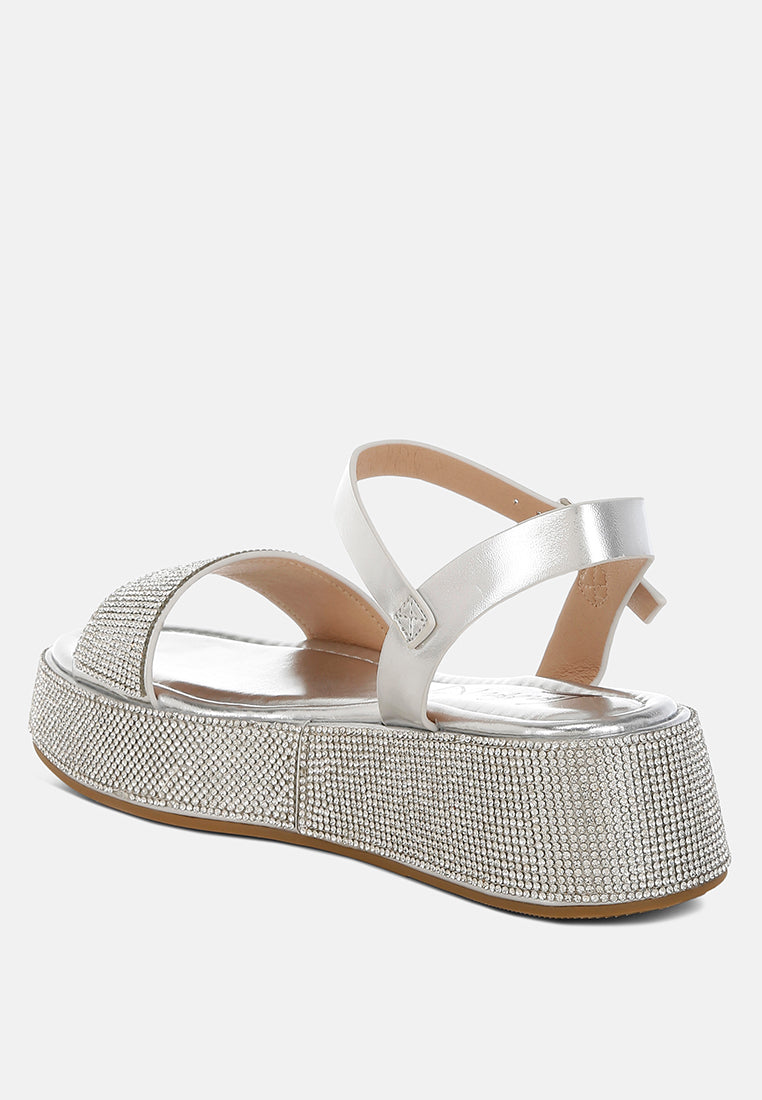 rhinestone embellished flatform sandals by ruw#color_silver