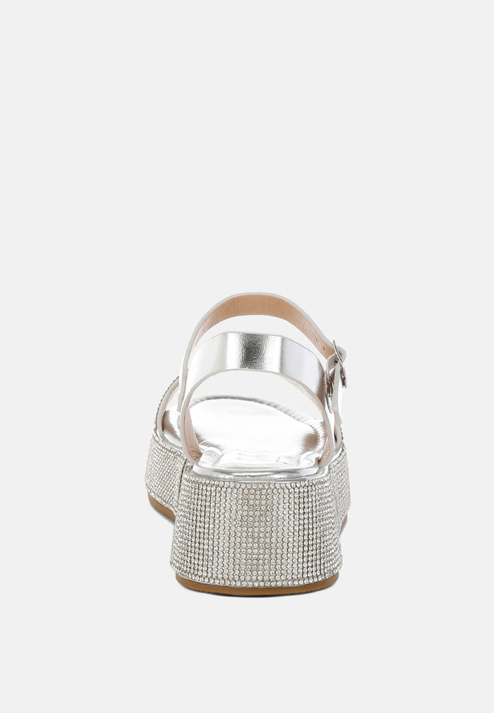 rhinestone embellished flatform sandals by ruw#color_silver