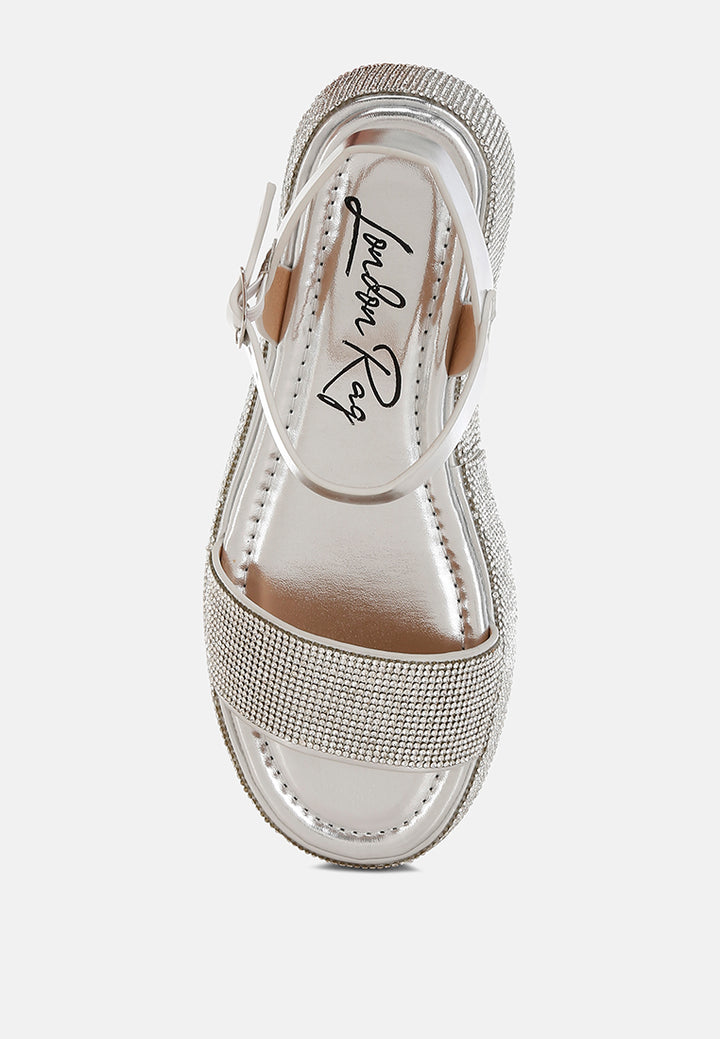 rhinestone embellished flatform sandals by ruw#color_silver