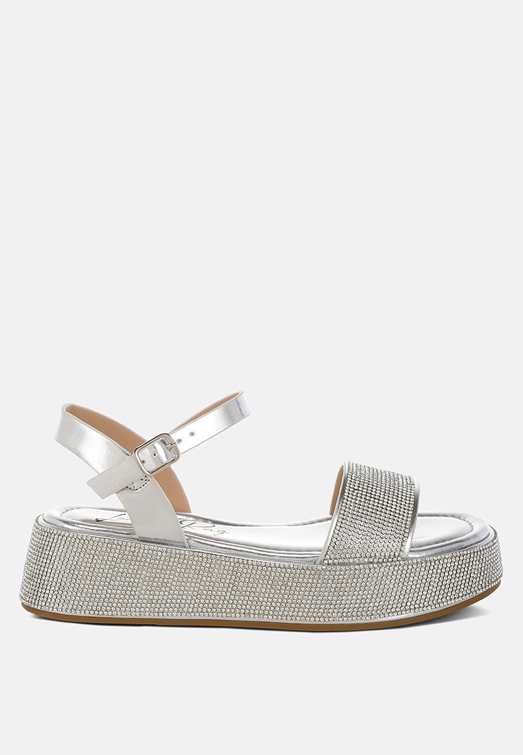rhinestone embellished flatform sandals by ruw#color_silver