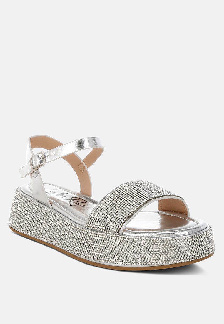 rhinestone embellished flatform sandals by ruw#color_silver