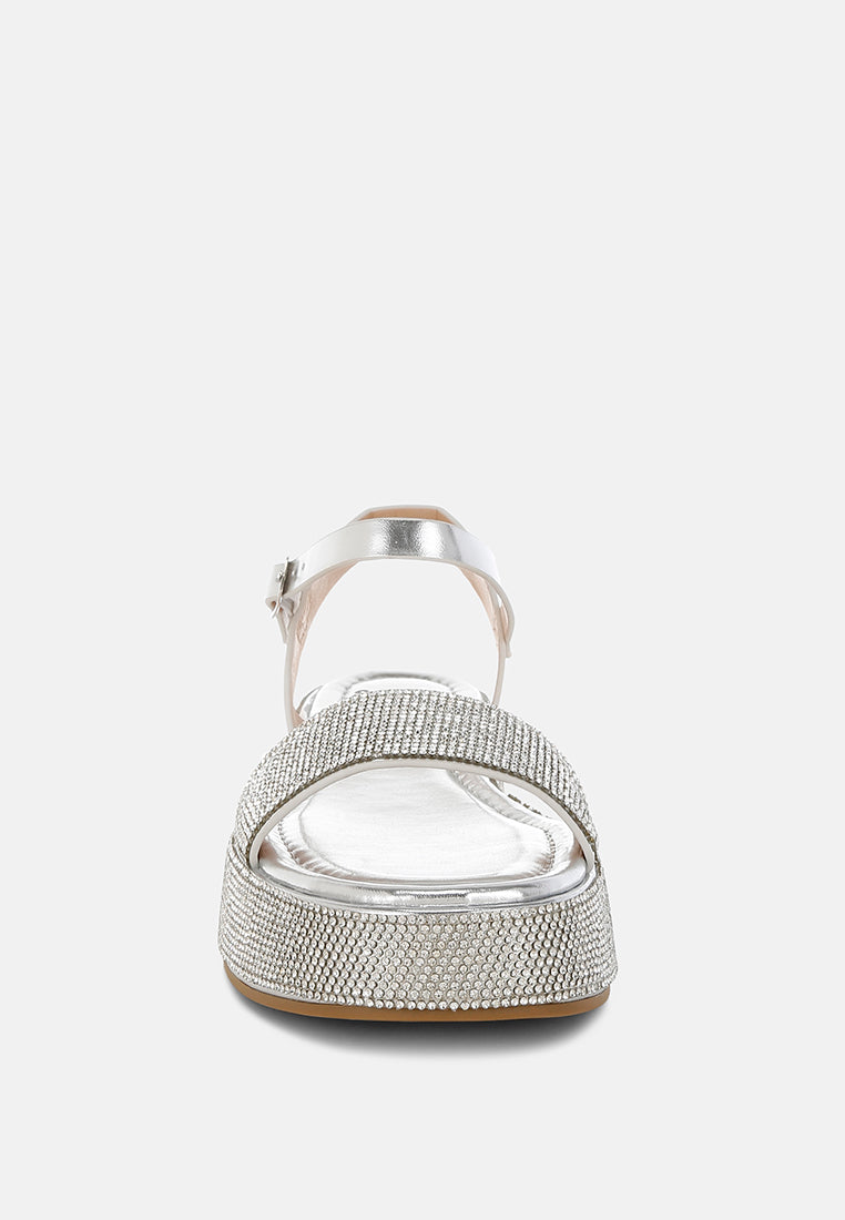 rhinestone embellished flatform sandals by ruw#color_silver