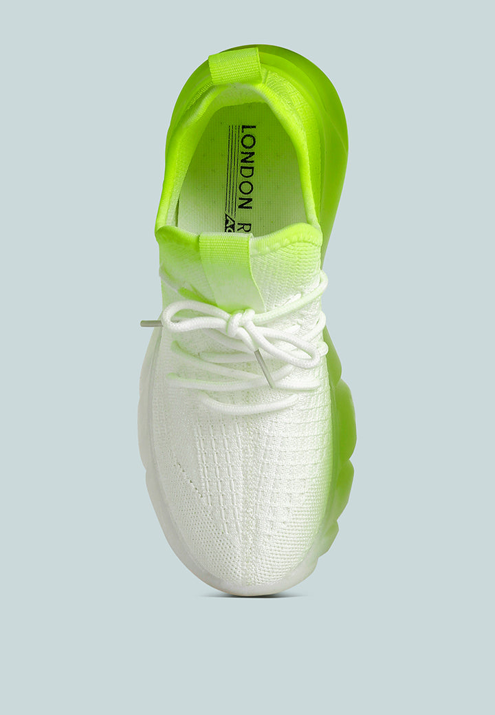 Newash Ombre Dip Knit Sneakers#color_green