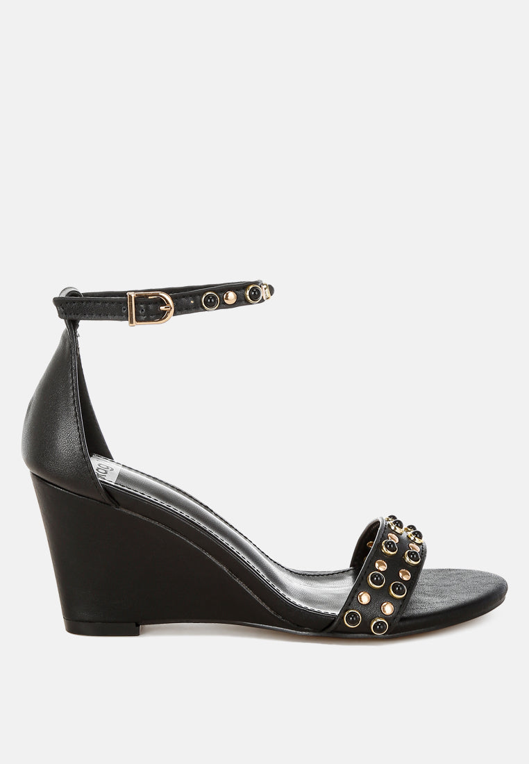 nidara studs embellished genuine leather sandals#color_black