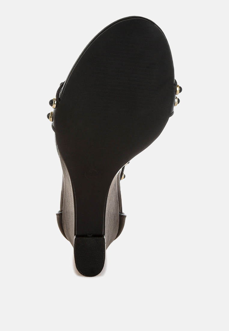 nidara sandalias de cuero genuino adornadas con tachuelas#color_negro