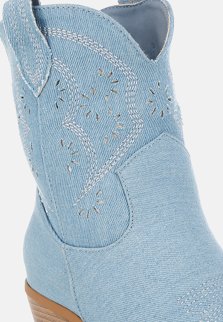 nigara cut out detail denim cowboy boots by ft#color_denim