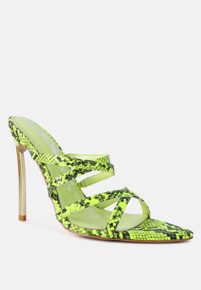 nightclub high heeled neon animal sandals#color_neon-yellow